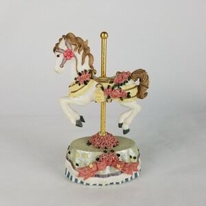 Carousel Horse Melodies County Fair Collection To My Remember White Pink Flowers